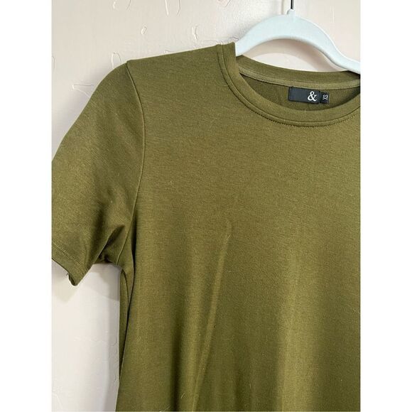 Olive Green T-shirt Dress - Picture 2 of 4